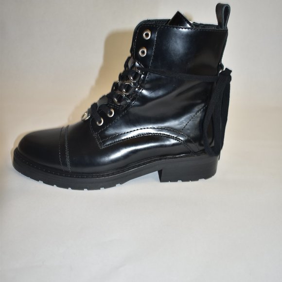 AllSaints Black Women's Leather Lira Hiker Black Boots Size 38 EU 8 US - Picture 5 of 9